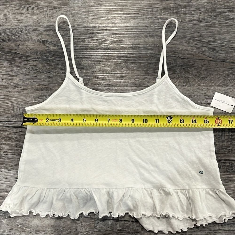 American Eagle NWT white crop tank with lettuce hem XS - Picture 8 of 9